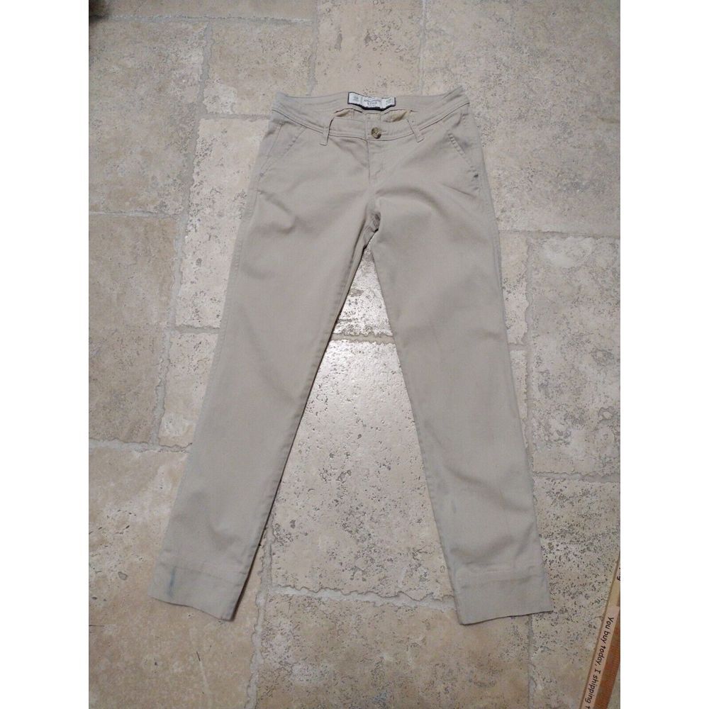 ABERCROMBIE & FITCH Jeans Woman 24 Khaki Skinny Seam Modified At 26.5 Casual‎ - Picture 2 of 10